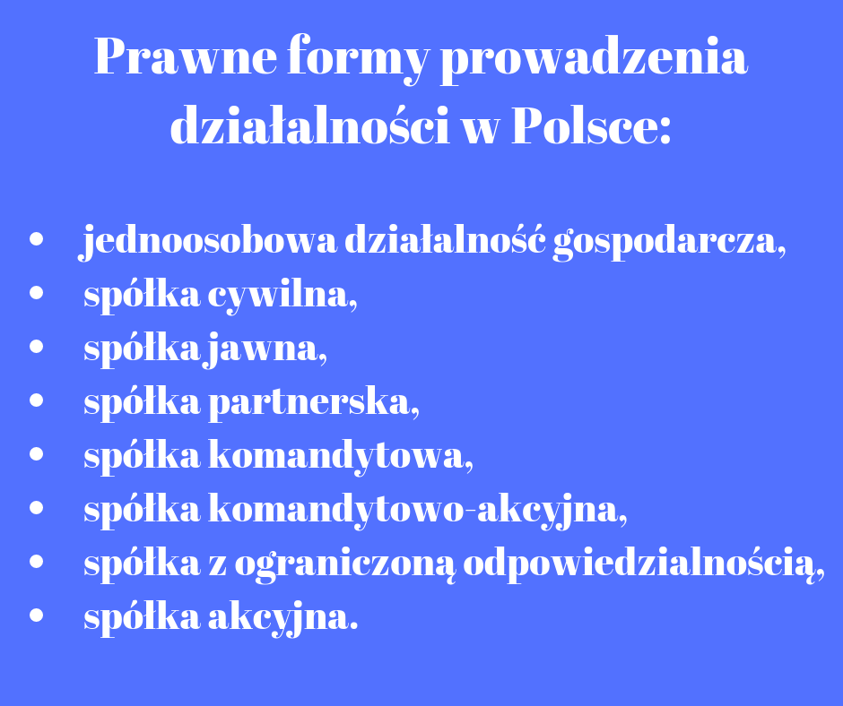 formy prowadzenia działalności